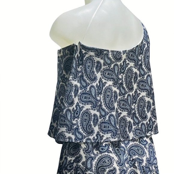 BANANA REPUBLIC Dress Size 8 Blue and White Paisley Size 8 - Picture 10 of 12